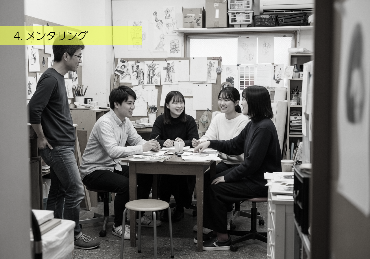 自分たちのテーマの発表に向けてメンタリングを受けながらまとめていきます