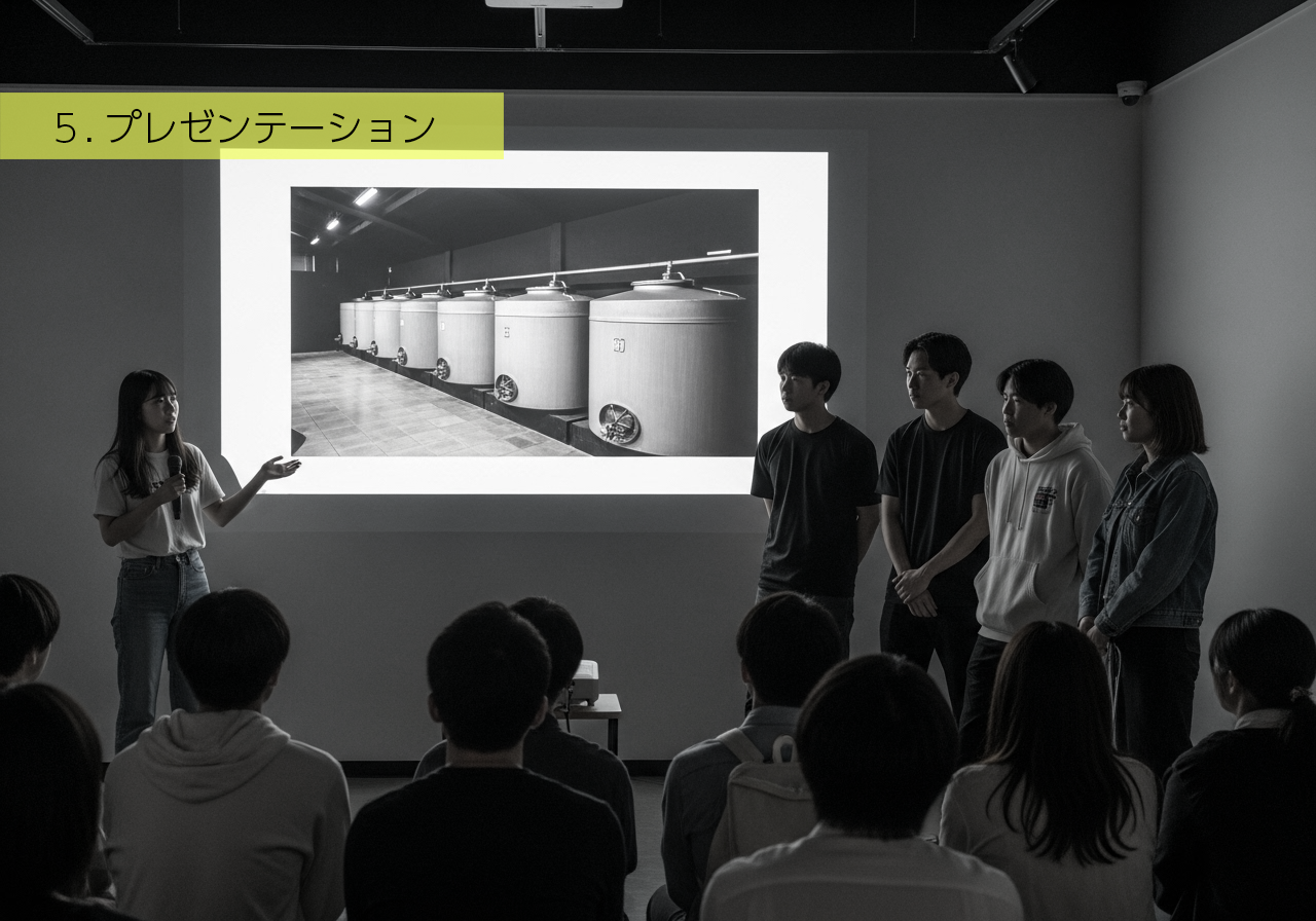 最終日にチームの成果を発表します。